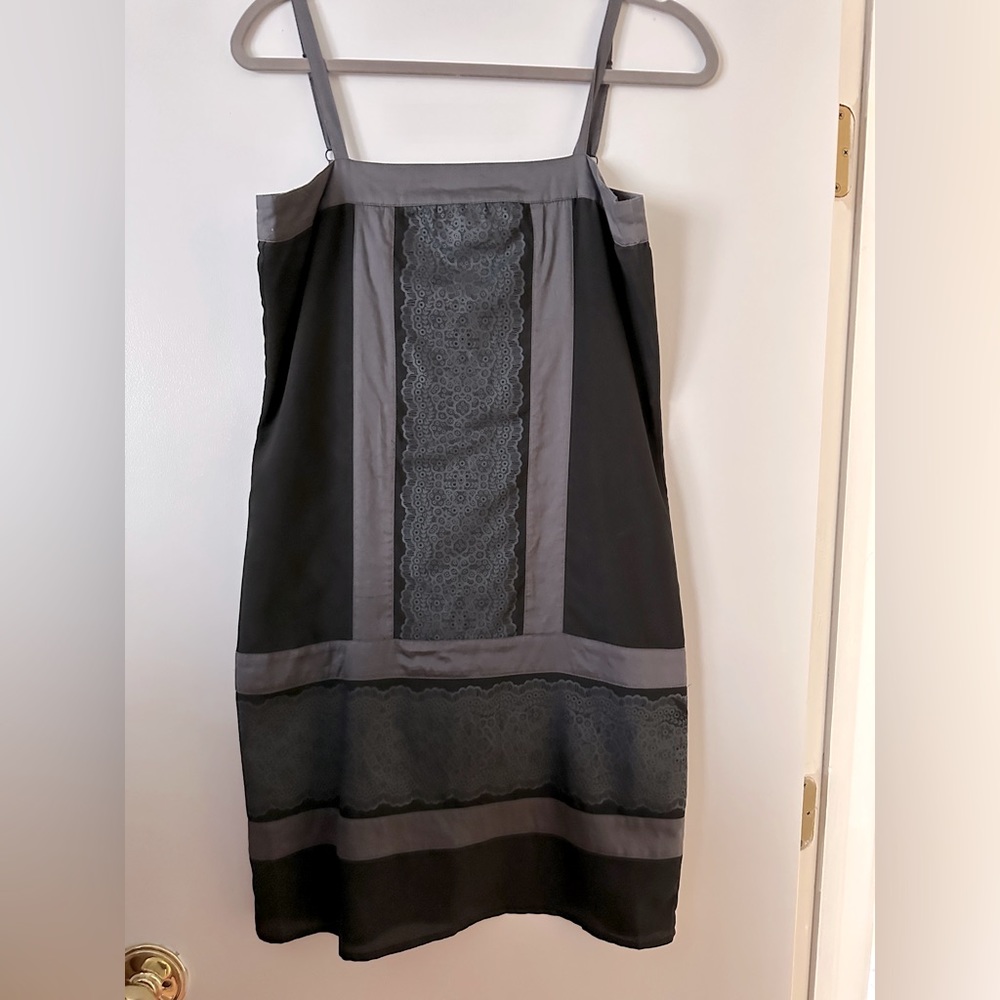 Black with grey detail mini dress. Size small- adjustable straps